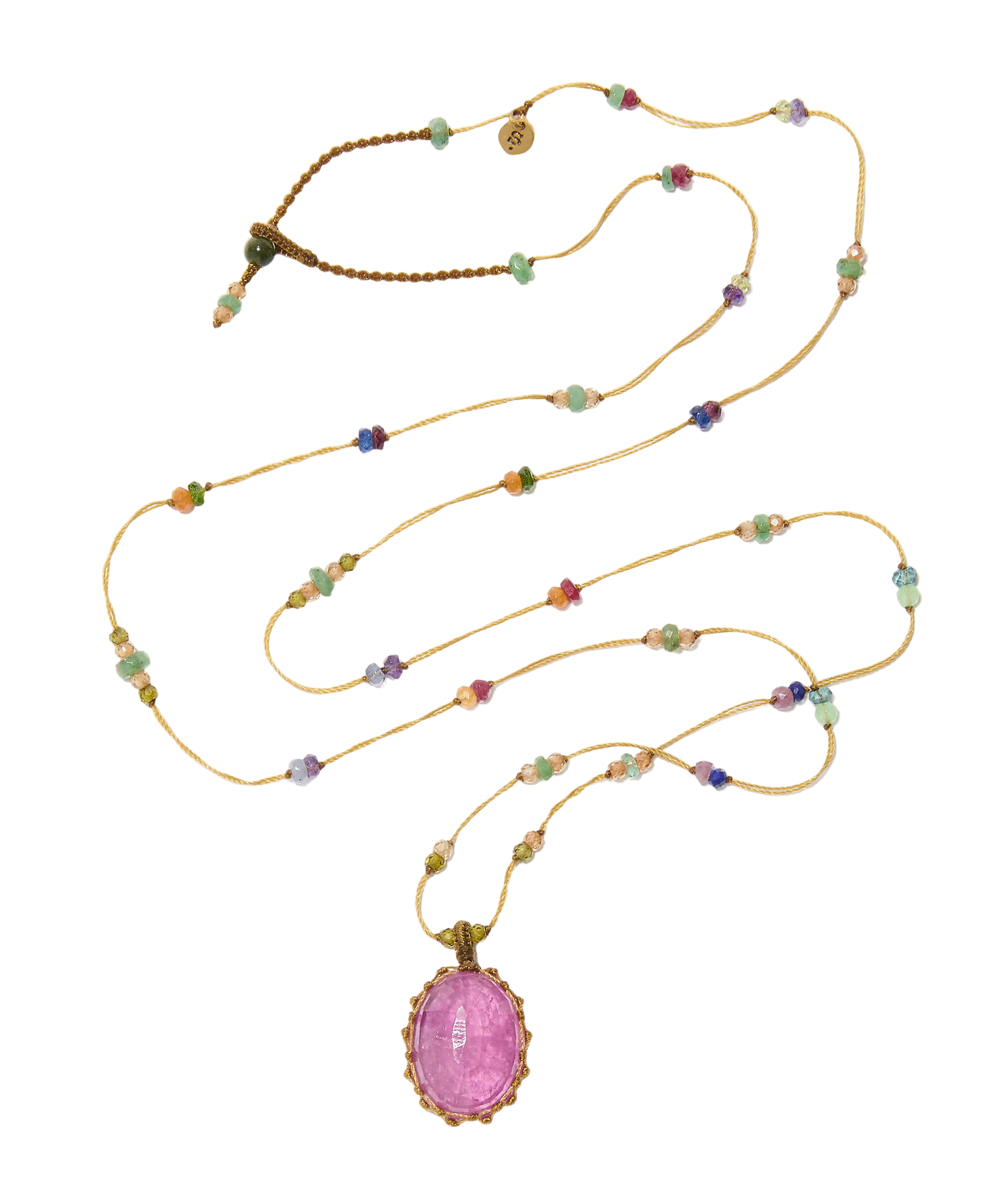 Sautoir Tibétain - Grown Tourmaline - Mix Multipierres - Fil beige