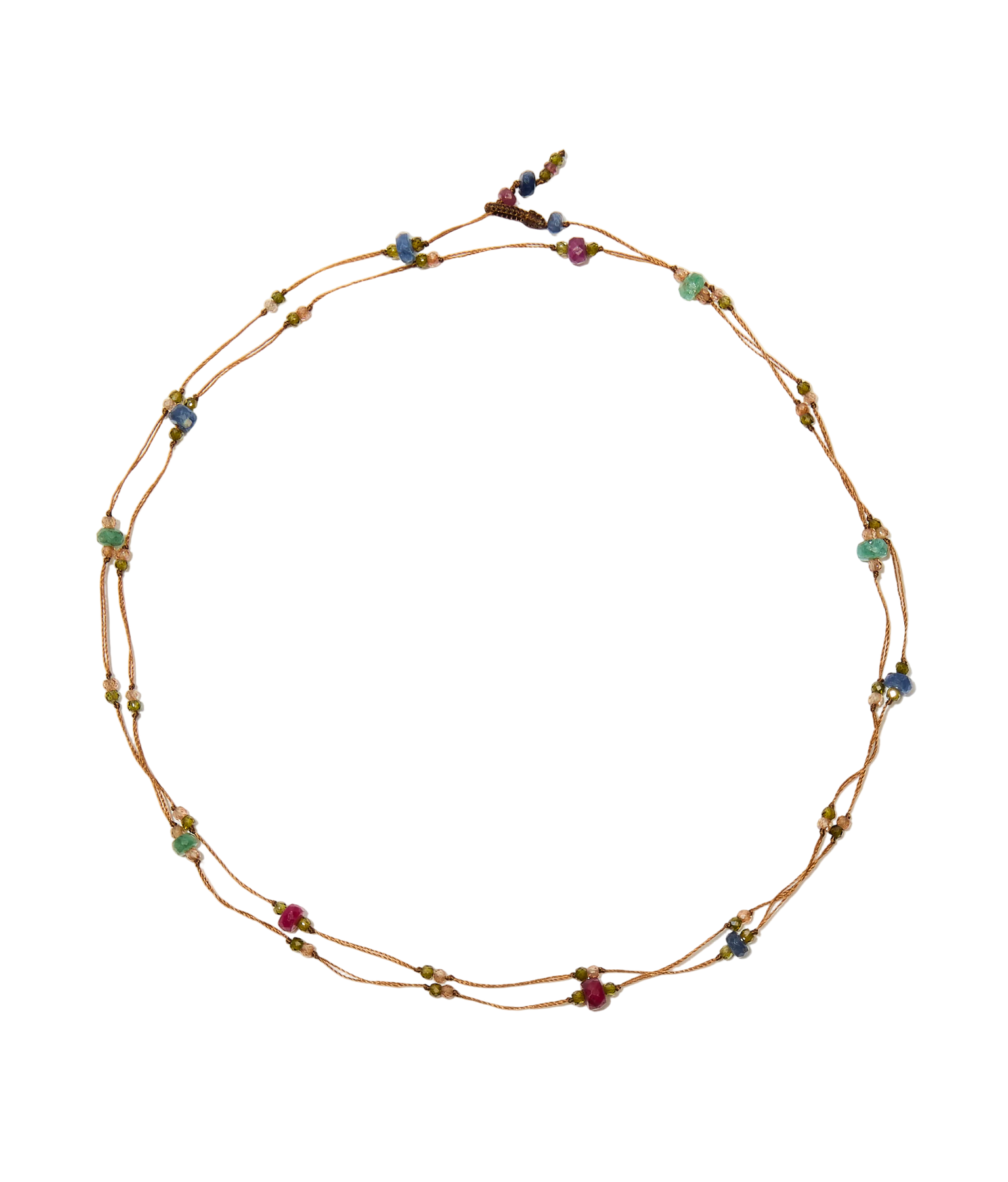 Necklace & Bracelet Laly Tourmaline Henna - Beige Thread