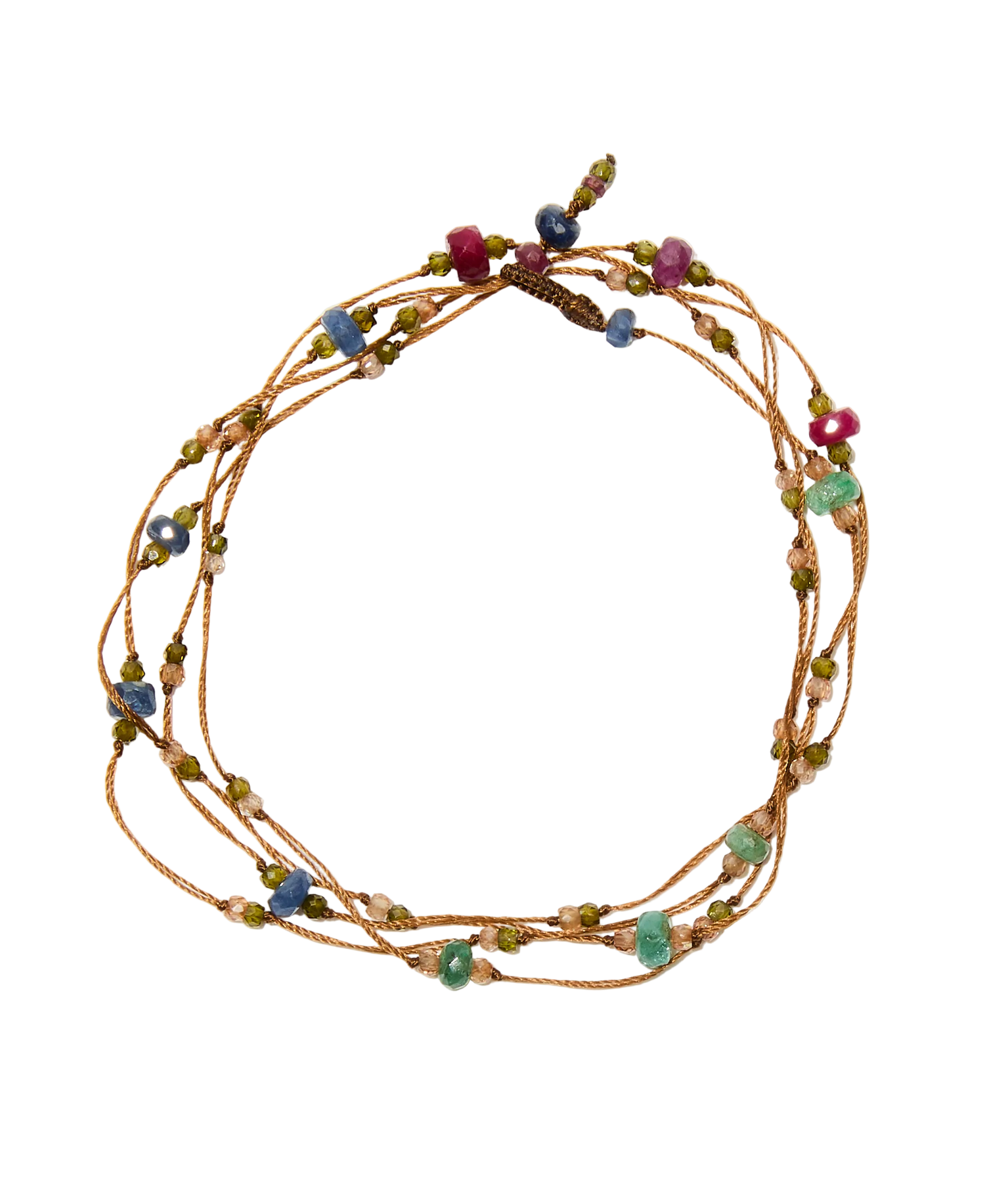 Necklace & Bracelet Laly Tourmaline Henna - Beige Thread