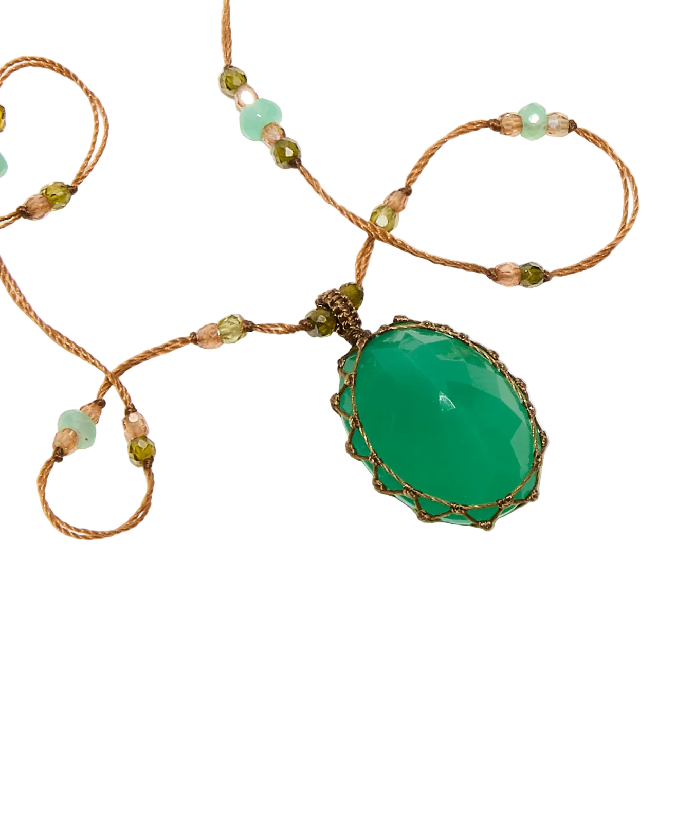 Collier Court Tibétain - Onyx Orange - Mix Tourmaline Rose - Fil Beige wird zu: Halskette Kurz Tibetisch - Orange Onyx - Mischung Rosa Turmalin - Beiger Faden