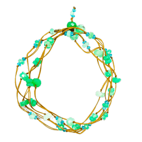 Collier & Bracelet Laly Duo - Chrysoprase & Apatite - Fil Tabac