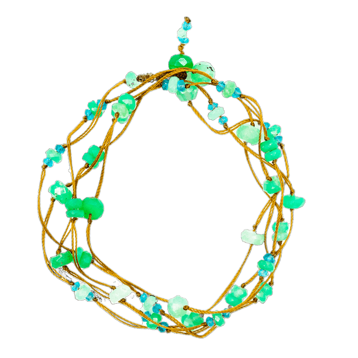 Collier & Bracelet Laly Duo - Chrysoprase & Apatite - Fil Tabac
