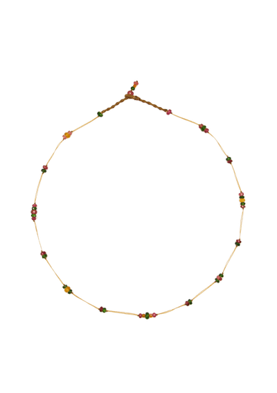 Collier Chocker Woopy Tourmalines & Tsavorite - Fil Beige