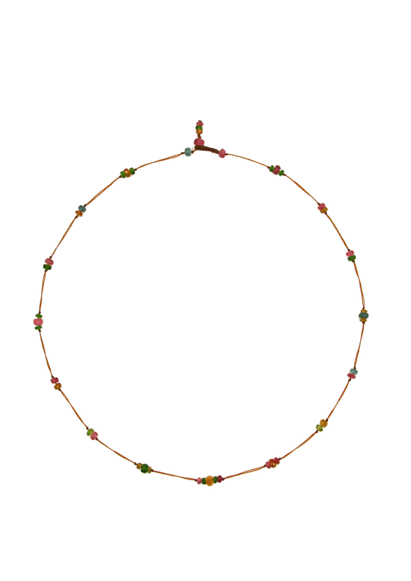 Collier Chocker Woopy Tourmalines & Citrine - Fil Tabac