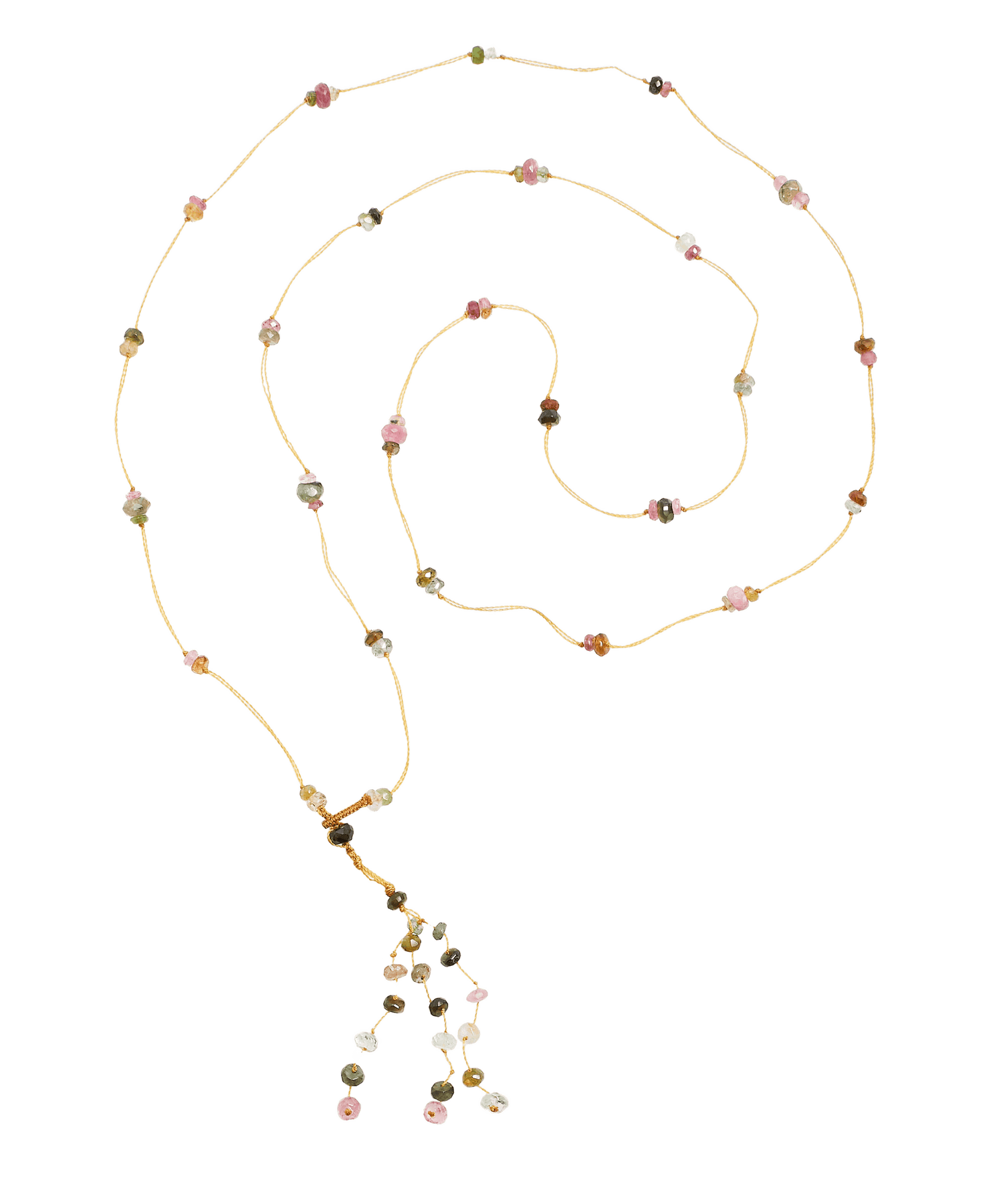 Sautoir Holy Sharing en Labradorite, fil beige, 80 cm