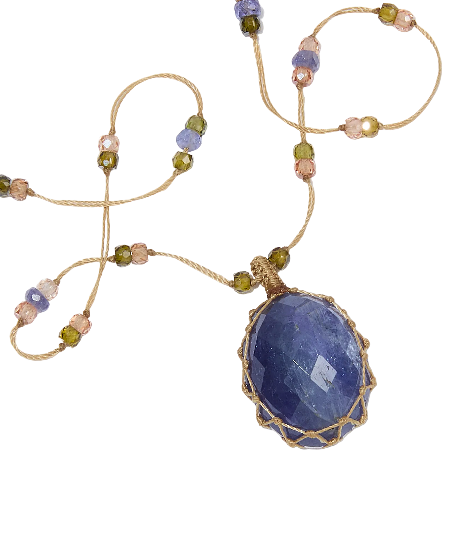Sautoir Tibétain Sharing Tanzanite, porté au cou