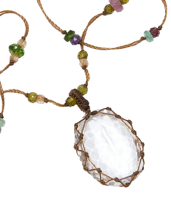 Sautoir tibétain - Crystal Quartz - Mix Multipierre - Fil Tabac