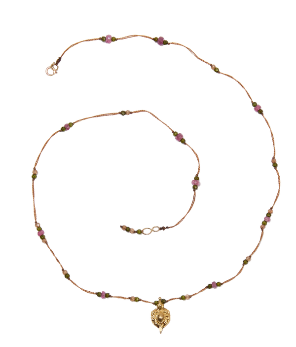 Collier Goldie - Mix Tourmaline - Fil Tabac