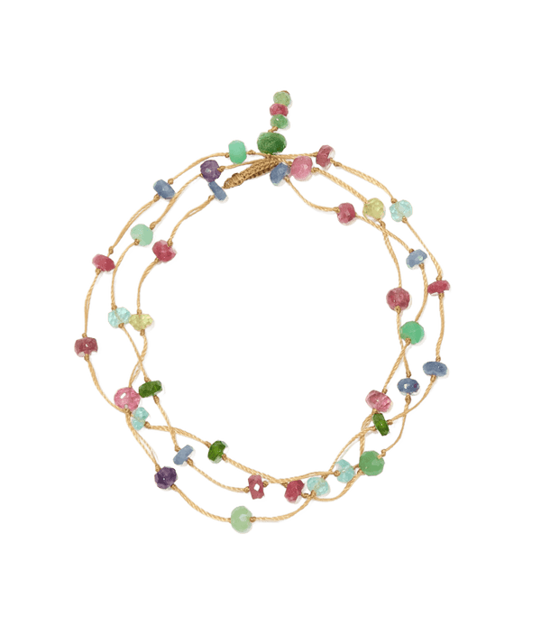 Collier & Bracelet Loopy Fairy - Rubis - Fil Beige