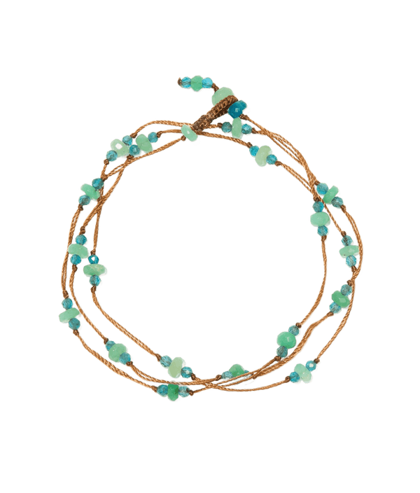 Collier & Bracelet Loopy Duo - Chrysoprase Apatite - Fil Tabac