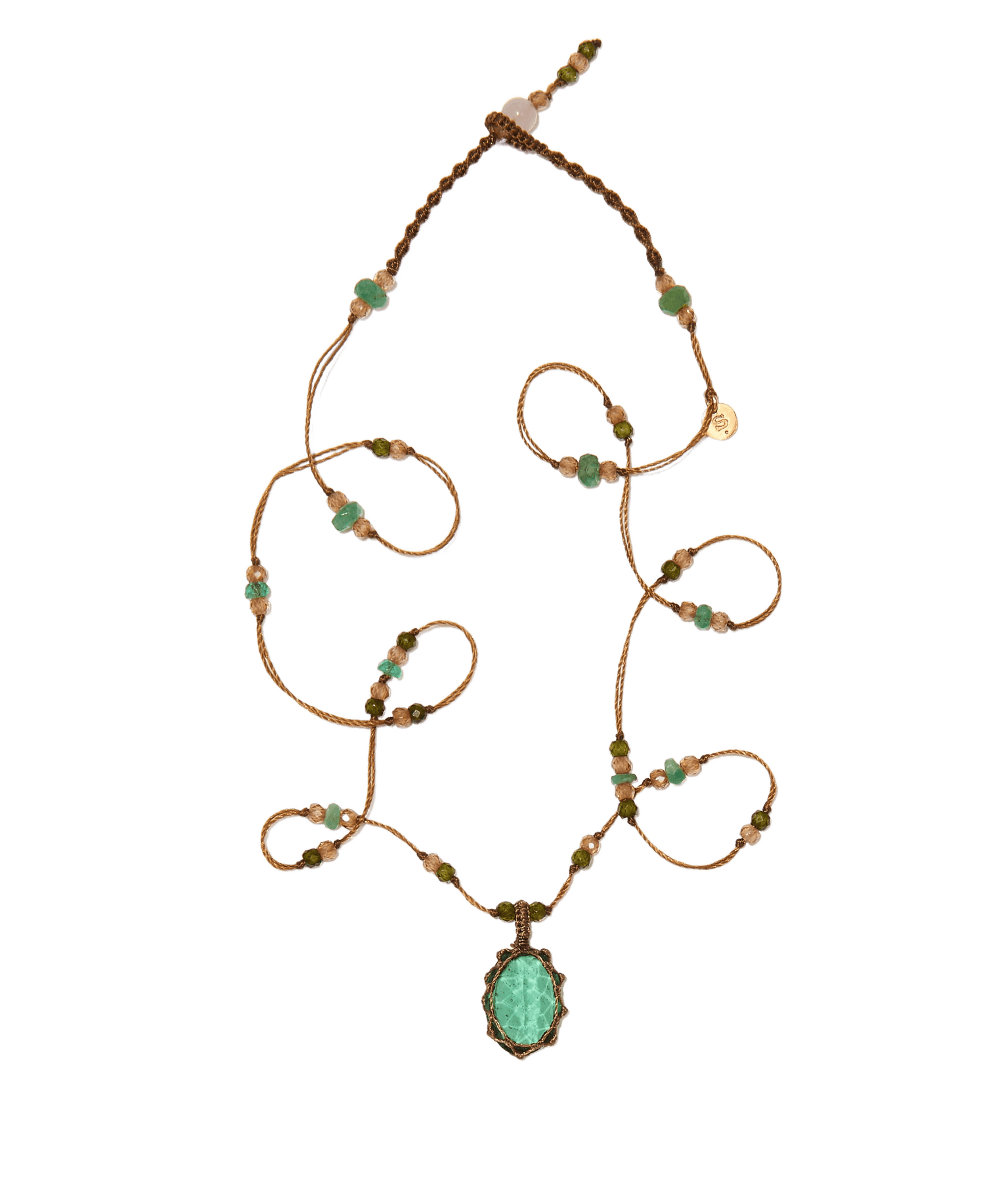 Mini Tibétain - Ancian Roman Glass - Mix Émeraude - Fil Tabac