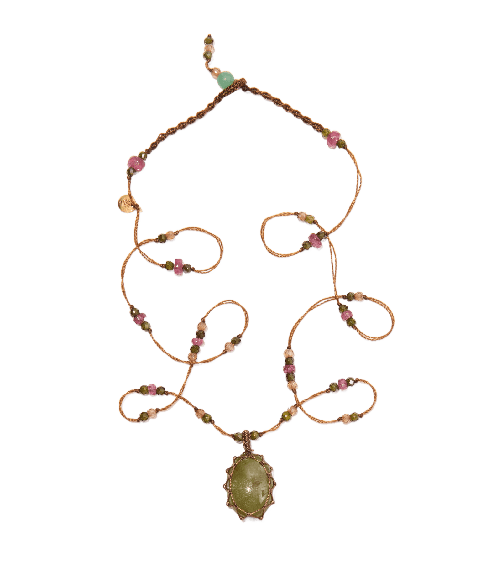 Mini Tibétain - Saphir Cabochon - Mix Tourmaline - Fil Tabac