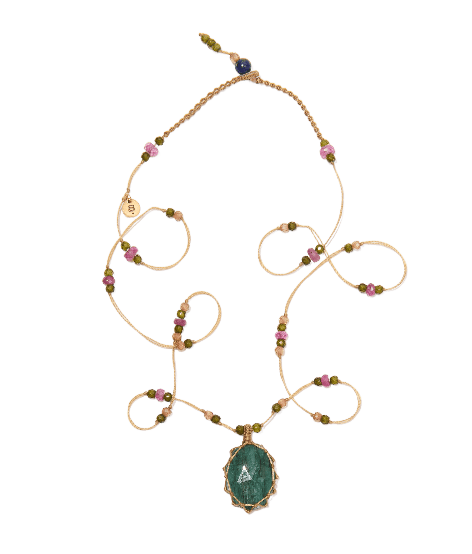 Mini Tibétain - Émeraude - Mix Tourmaline - Fil Beige