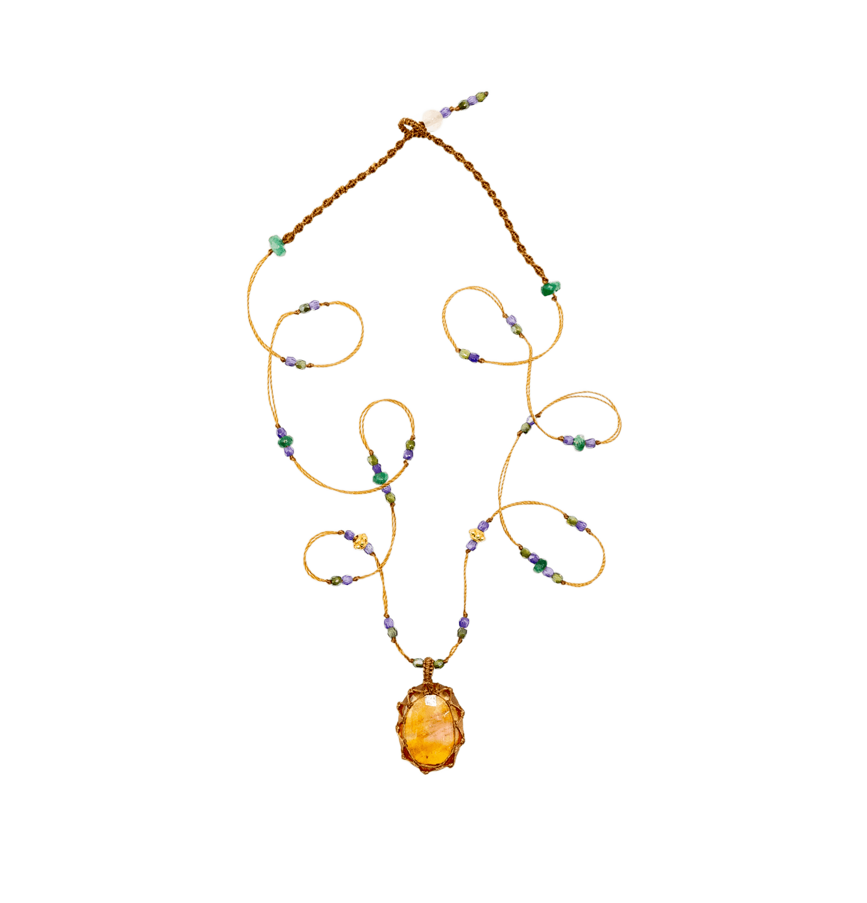 Collier Court Tibétain Sharing en Glassfilled, fil tabac, 53 cm