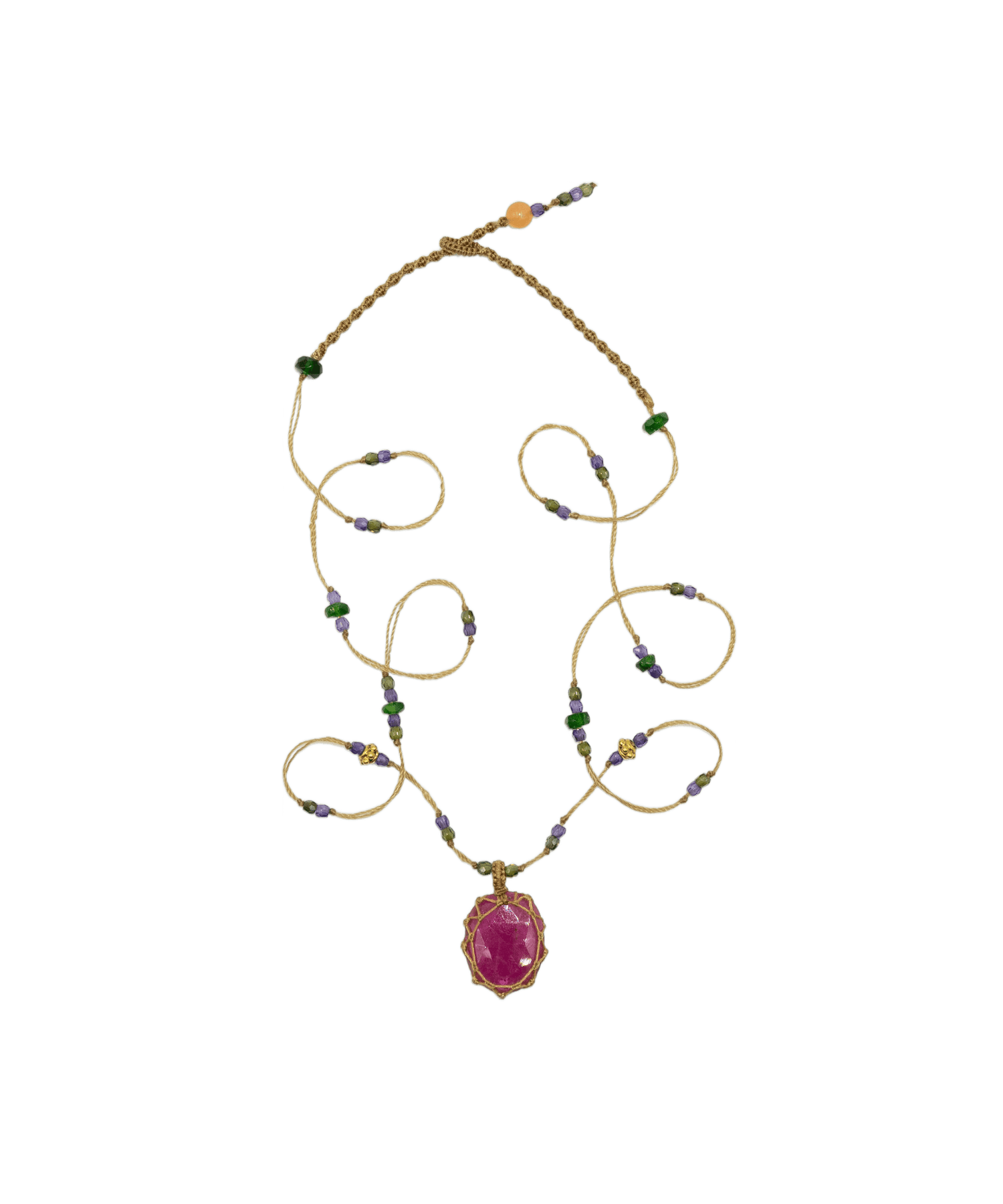 Collier Court Tibétain Sharing en Glassfilled, fil tabac, 53 cm