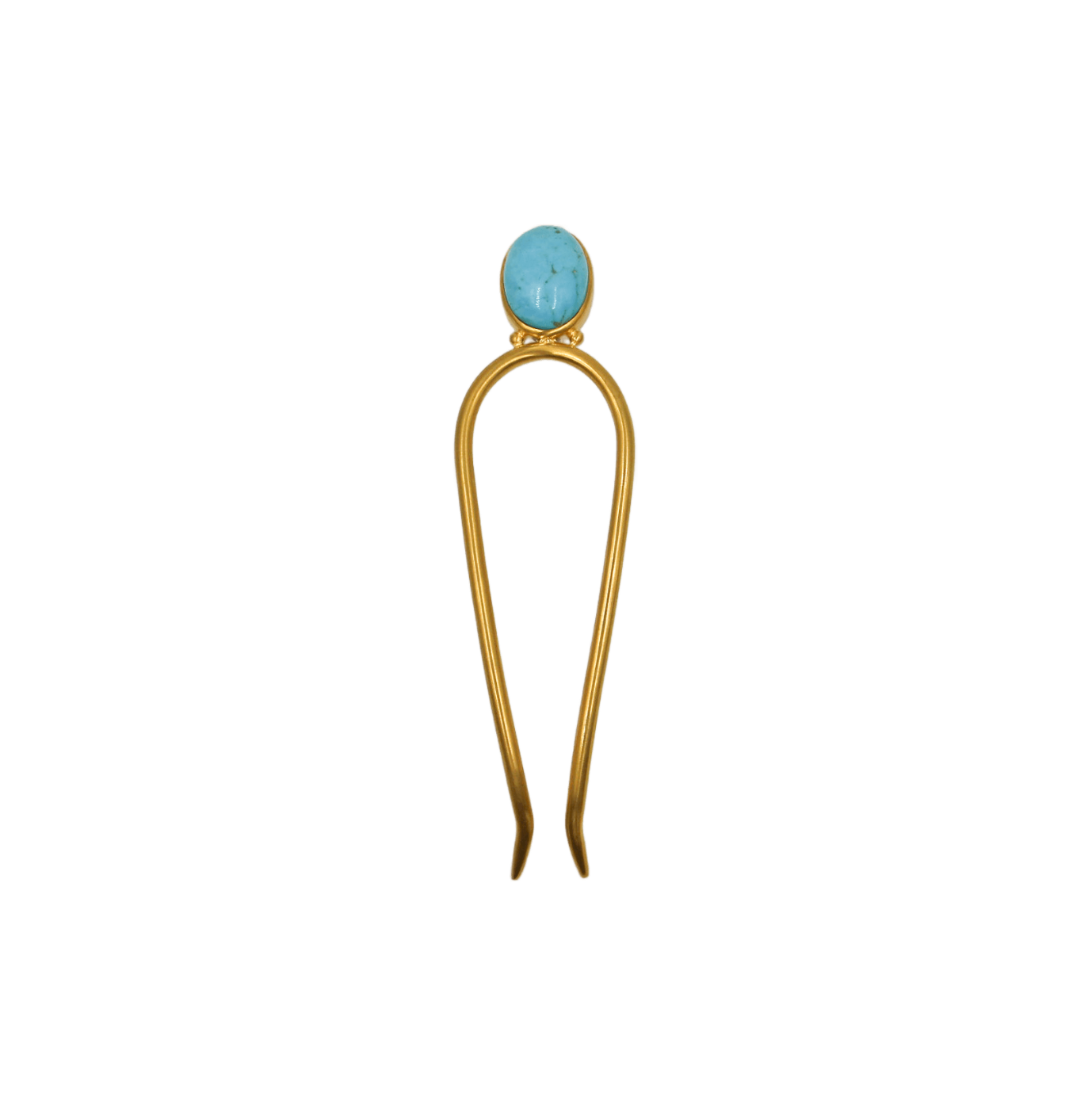 Épingle à Cheveux Sharing en Turquoise, fil beige, 10 cm