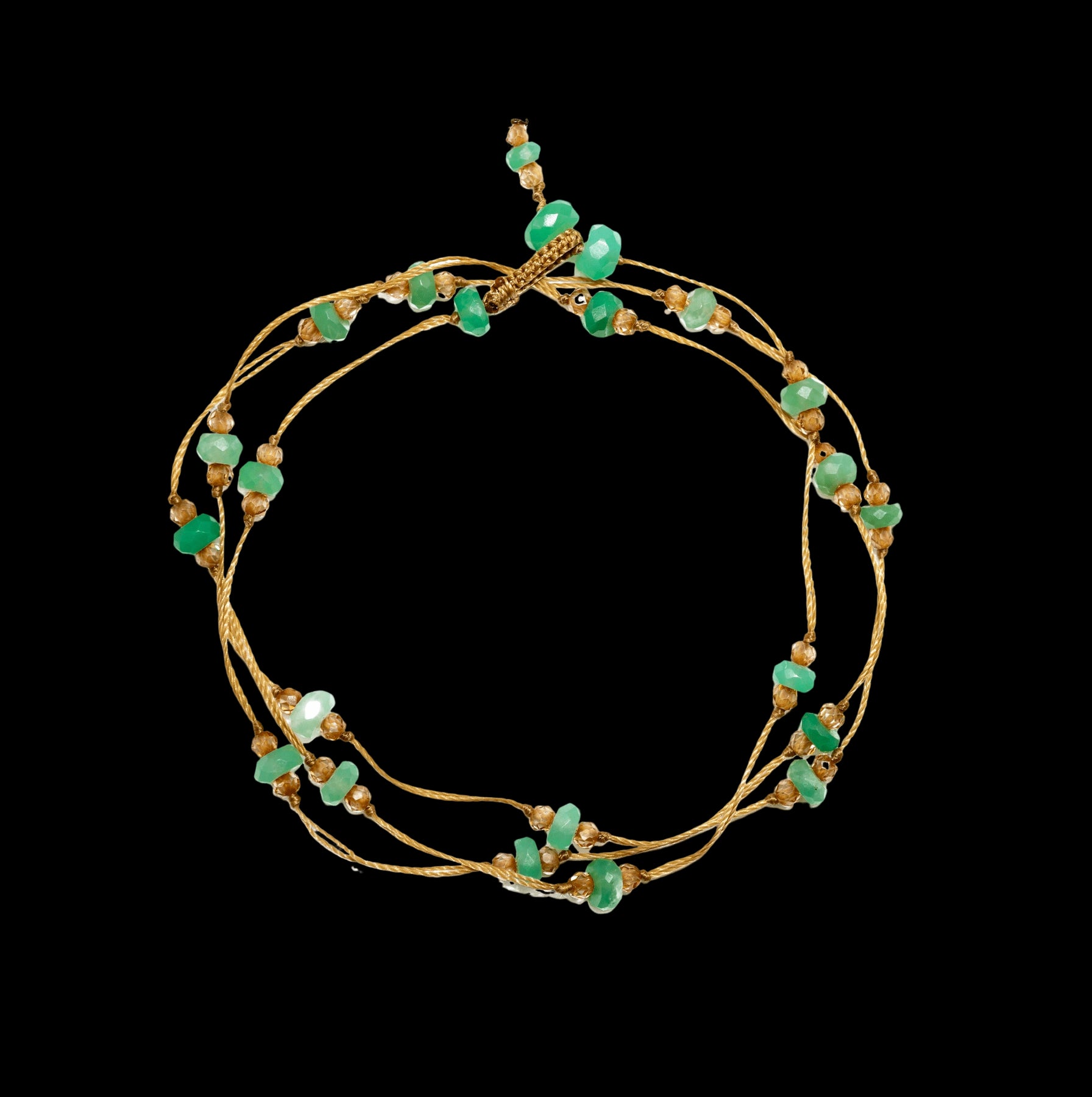 Loopy Duo - Chrysoprase & Champagne - Fil Beige