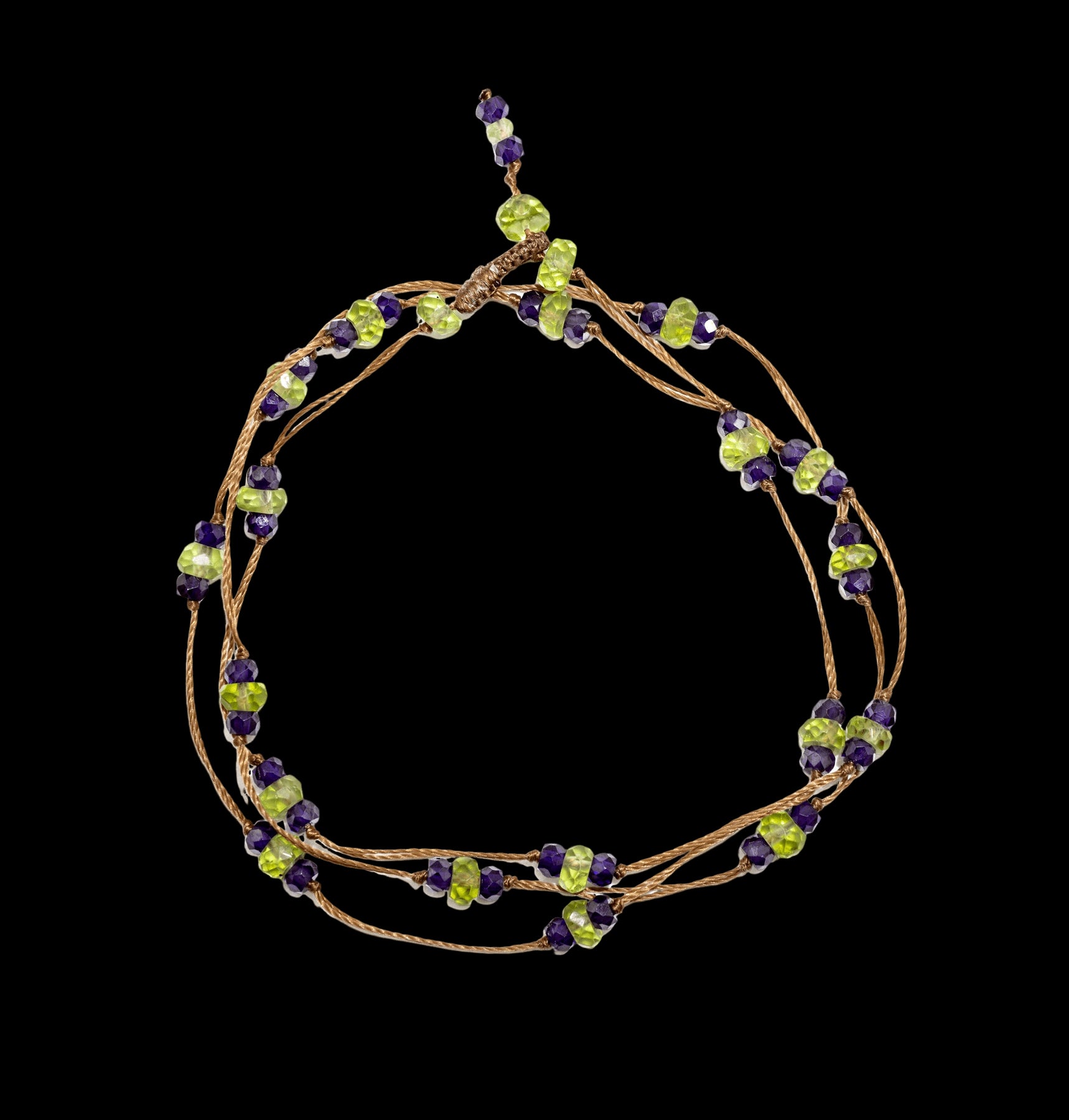 Loopy Duo - Peridot &amp; Violets - Beige Thread