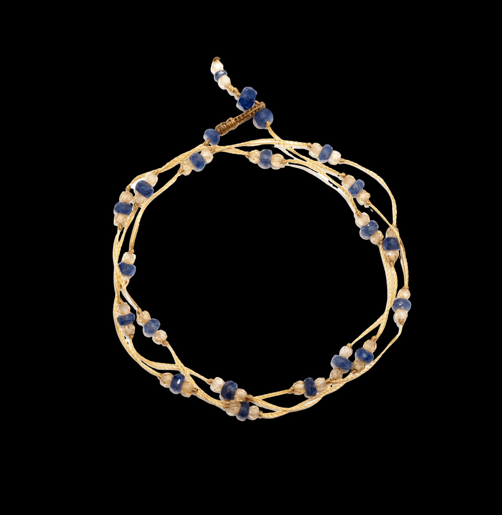 Loopy Duo - Blue Sapphire &amp; Champagne - Beige Thread
