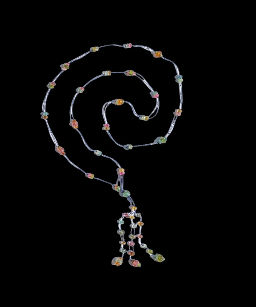 Holy Tourmaline Necklace - Blue Thread